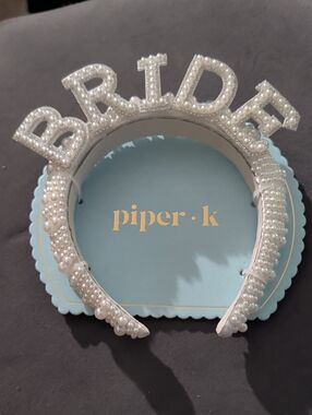 Piper K White Pearl BRIDE Headband